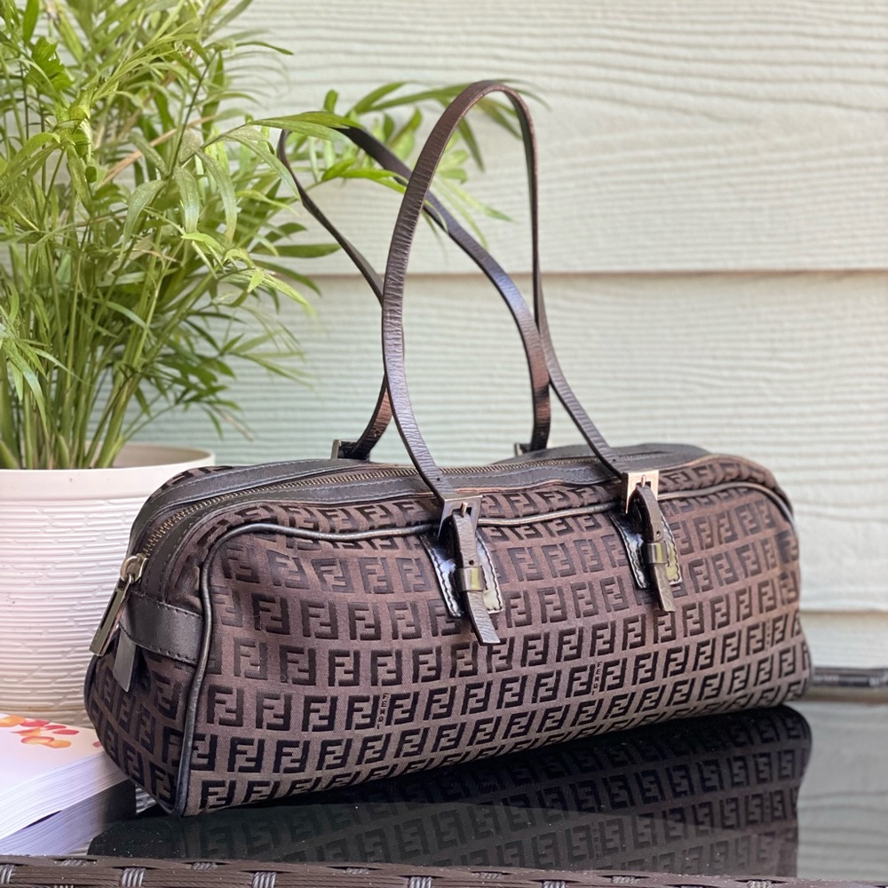 Fendi Vintage Long Brown FF Zucca Logo Bag